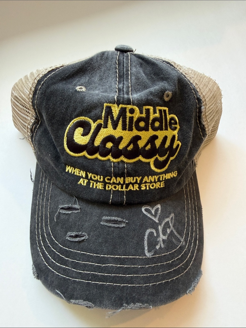 Middle Classy Distressed Trucker Hat